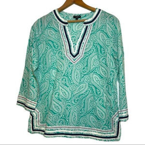 𝅺Talbots Blouse Paisley V Neck Quarter Sleeve Blouse‎